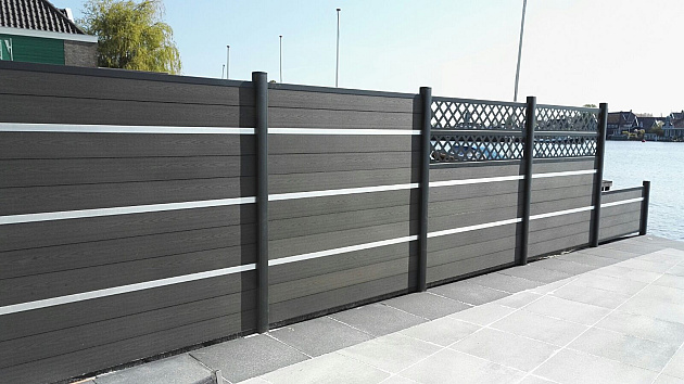 Unique Composiet Tuinscherm 3 decolijsten Antraciet 170x184,5 cm