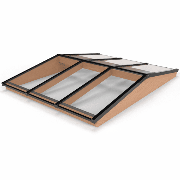 Douglas Zadeldak Lichtstraat Zwart 240,2(b) x 305(d) cm, 6-ruits Gelaagd 44.2 glas