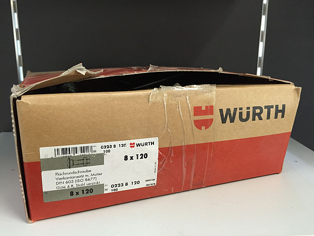 Wurth slotbout met moer m8x120