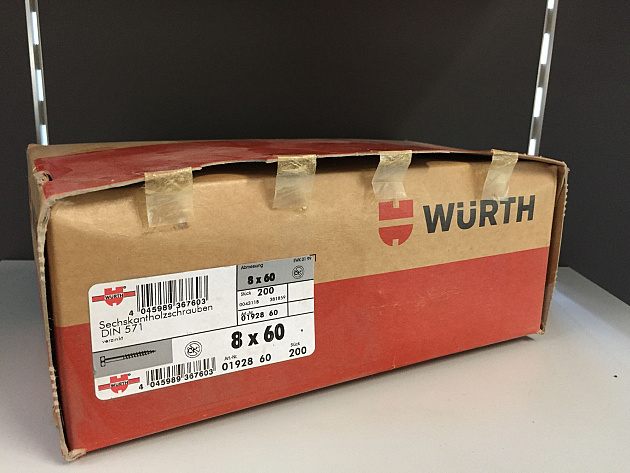 Wurth slotbout met moer m8x60