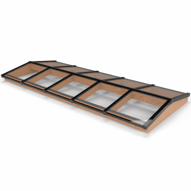 Douglas Zadeldak Lichtstraat Zwart 404,2(b) x 155(d) cm, 10-ruits Gelaagd 44.2 glas