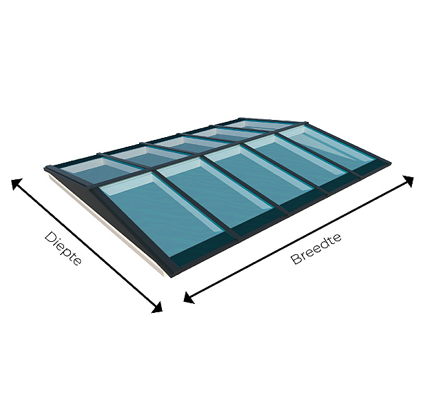 Zadeldak Lichtstraat 10-ruits 404,2(B) x 205(D) cm, enkel glas