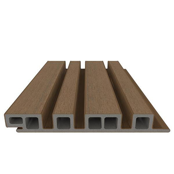 NewTechWood HKC co-extrusie wand bekleding castellation 4325 profiel, 2,5 x 19,6 x 290 cm, Teak