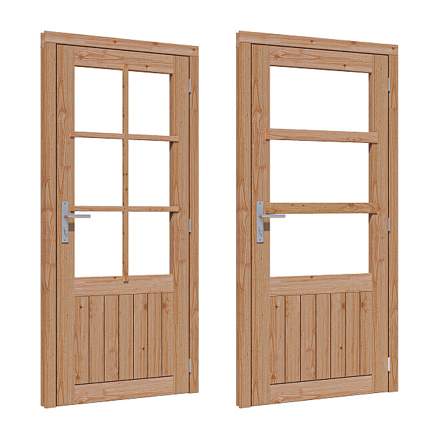 Douglas enkele deur 6-ruits 83x194,2 cm met kozijn onbehandeld rechtsdraaiend (Incl. Hang en Sluitwe
