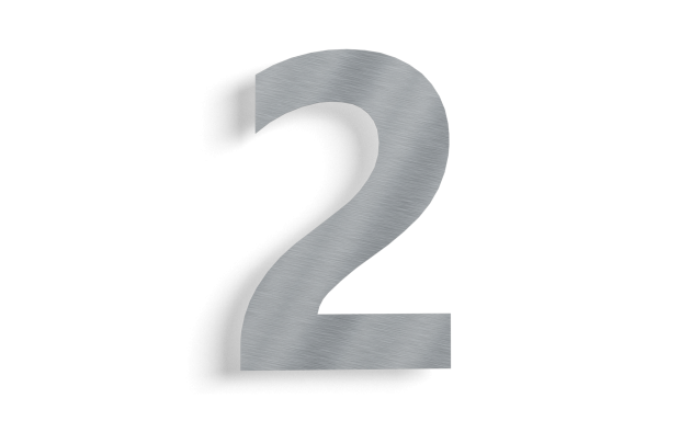 Huisnummer 2 roestvrij staal 15 cm