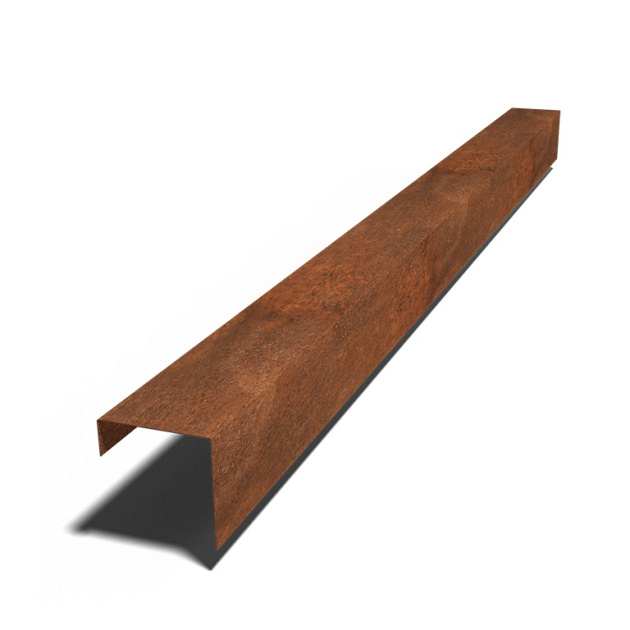 Cortenstaal overzetprofiel 15x15x5 cm (lengte 240 cm)