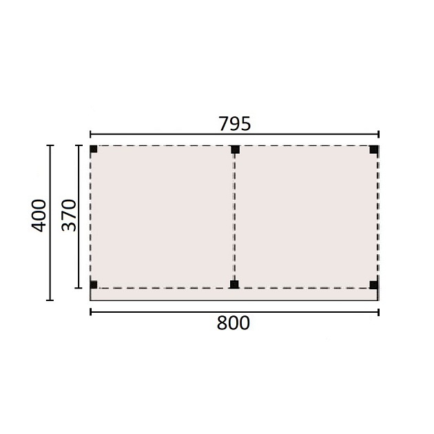 JWOODS Buitenverblijf 800x370 cm, Geschaafd