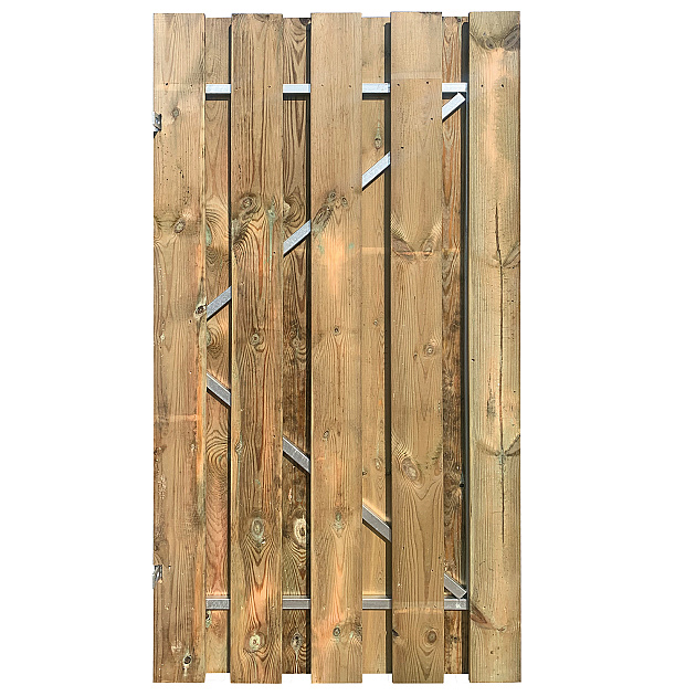 Grenen Privacy Tuindeur Recht op verstelbaar stalen frame 100x195 cm