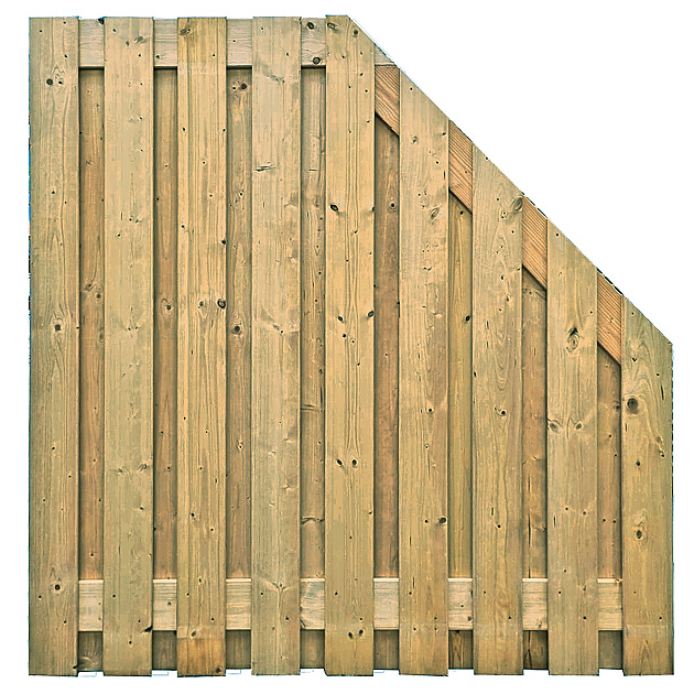 Grenen Tuinscherm Afbouw Links 21-Planks Scherm 180x180/90 cm