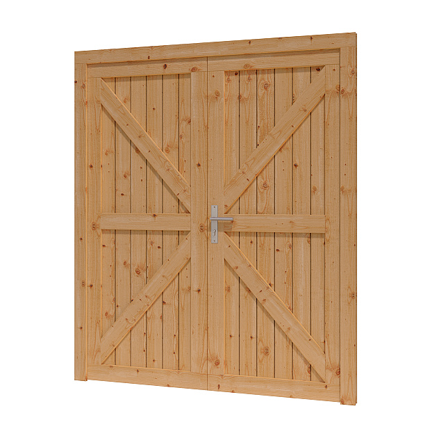 Douglas dubbele dichte deur 156x195 cm met kozijn onbehandel (Incl. Hang en Sluitwerk zwart gecoat)