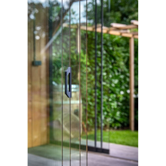 Glazen schuifwandset compleet 4-sporig zwart - inbouwhoogte 223-227 cm deurbreedte 82 cm/max 322 cm