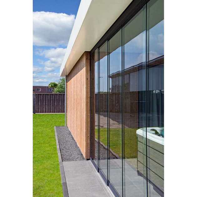 Glazen schuifwandset compleet 6-sporig zwart - inbouwhoogte 223-227 cm deurbreedte 104 cm/max 600 cm