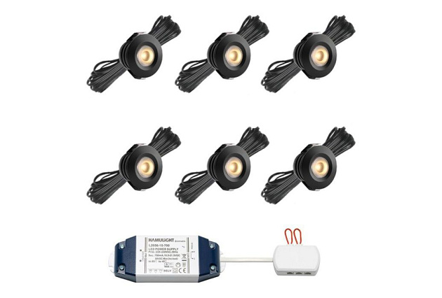 Hamulight Cree Pals ab Led Inbouwspot zwart 8 stuks inclusief afstandsbediening