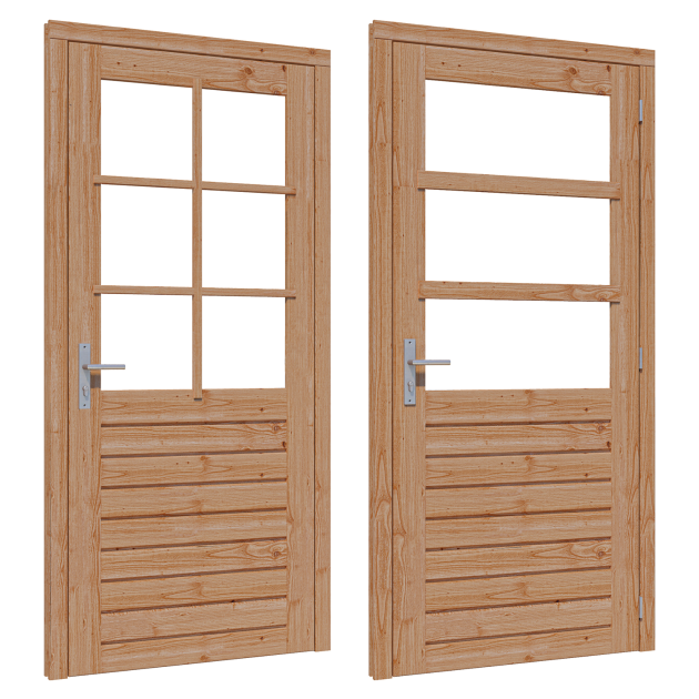 Douglas enkele de Luxe deur 6-ruits 93x211,1 cm met kozijn onbehandeld rechtsdraaiend (Incl. Hang en