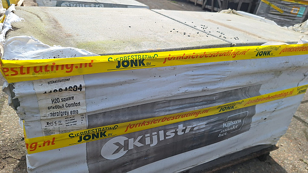 Restpartij Schagen: 17,24m2 H2O Comfort Square 60x60x4 cm Nero/Grey