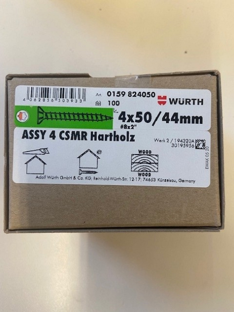 Wurth schroef eco assy RVS a2 hardhout 4,0x50/44