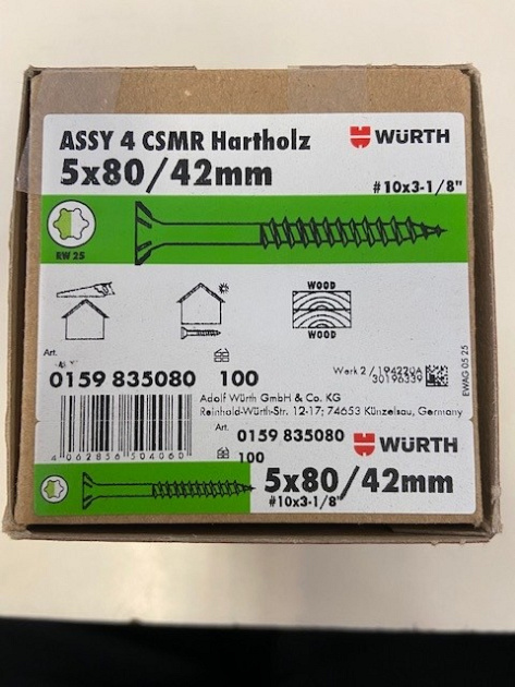 Wurth schroef eco assy 3.0 RVS a2 hardhout 5,0x80/42