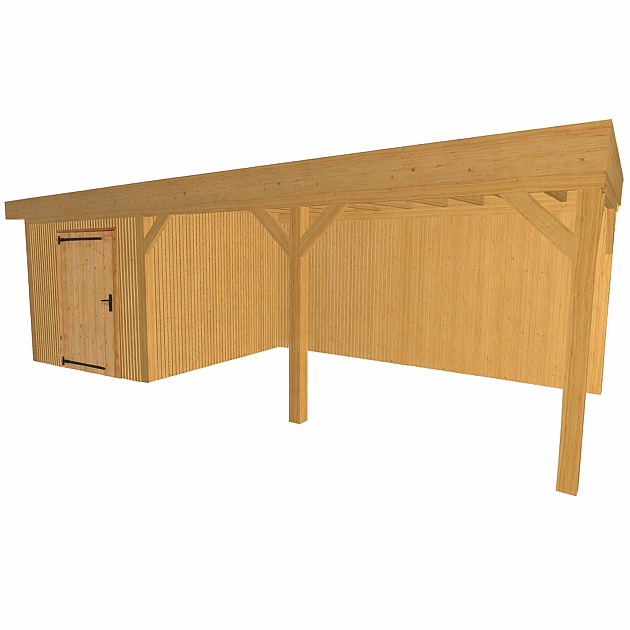 JWOODS Buitenverblijf 1000x300cm incl. berging 200(b), Geschaafd met verticaal Triple rabat Naturel