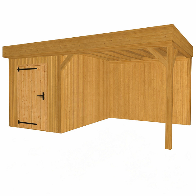 JWOODS Buitenverblijf 600x300cm incl. berging 200(b), Geschaafd met verticaal Triple rabat Naturel