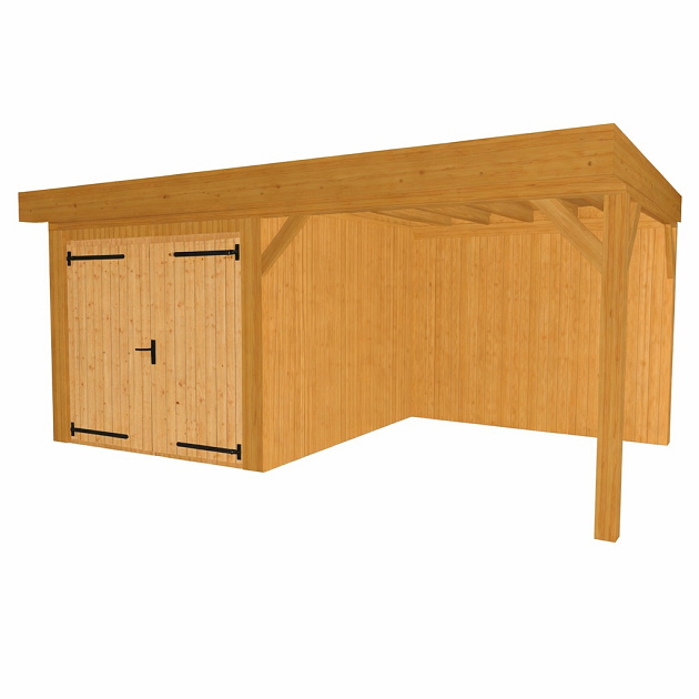 JWOODS Buitenverblijf 600x300cm incl. berging 300(b), Geschaafd met verticaal Triple rabat Naturel