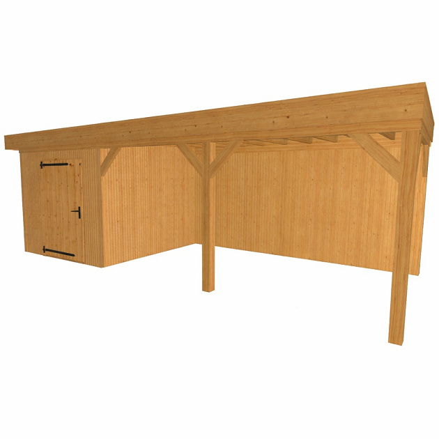 JWOODS Buitenverblijf 700x300cm incl. berging 200(b), Geschaafd met verticaal Triple rabat Naturel