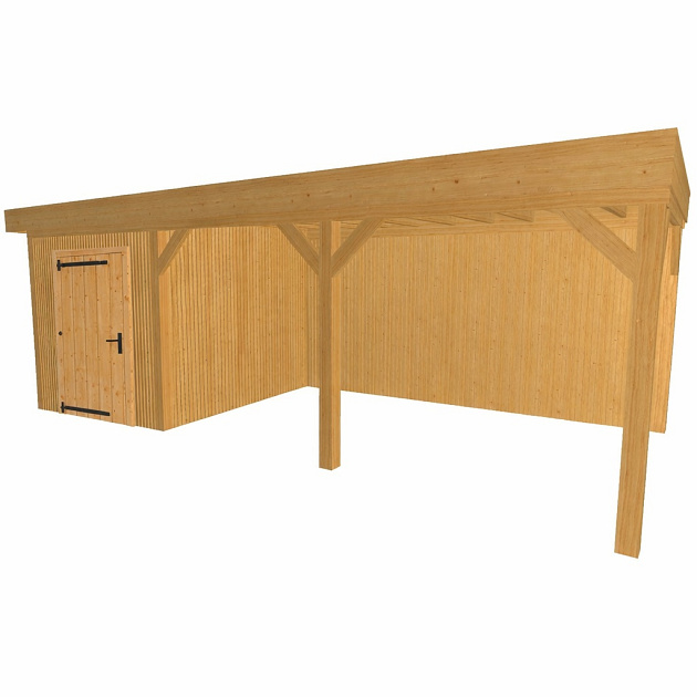 JWOODS Buitenverblijf 900x300cm incl. berging 200(b), Geschaafd met verticaal Triple rabat Naturel