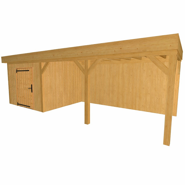 JWOODS Buitenverblijf 900x370cm incl. berging 200(b), Geschaafd met verticaal Triple rabat Naturel