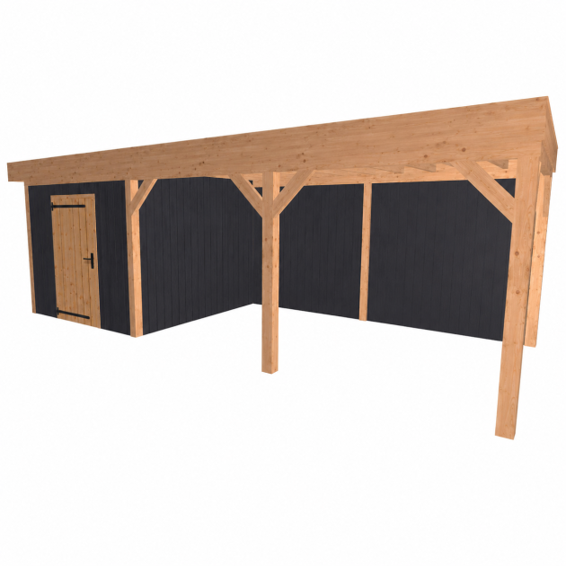 JWOODS Buitenverblijf 700x300cm incl. berging 200(b), Geschaafd met verticaal Triple rabat Zwart