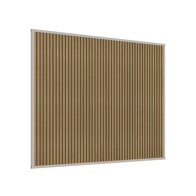 Orion composietwand 360x236 cm voor 360cm kant. Kiezelgrijs/Teak