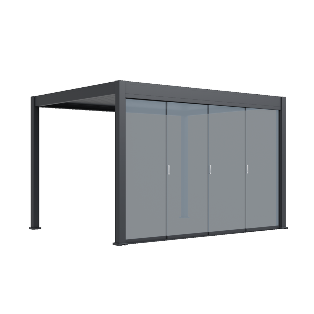 Orion glaswand 360x236 cm Voor 360cm zijkant, verschuifbaar. Wit