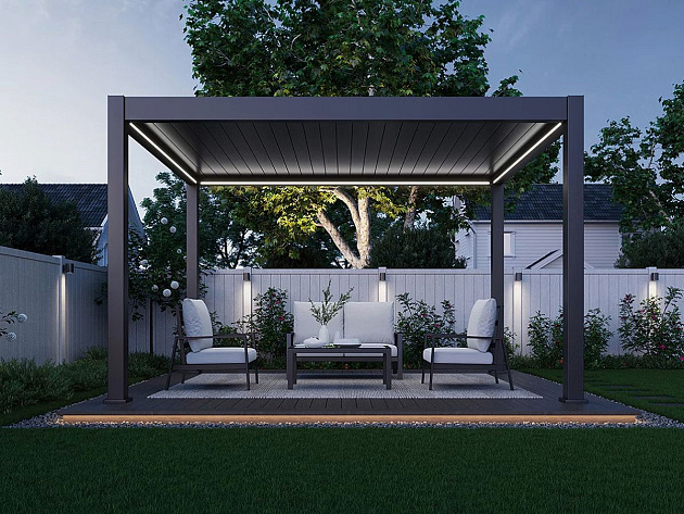 Orion Premium overkapping met elektrisch lamellendak en LED 300x400 cm Antraciet