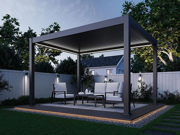 Orion Premium overkapping met elektrisch lamellendak en LED 300x400 cm Antraciet