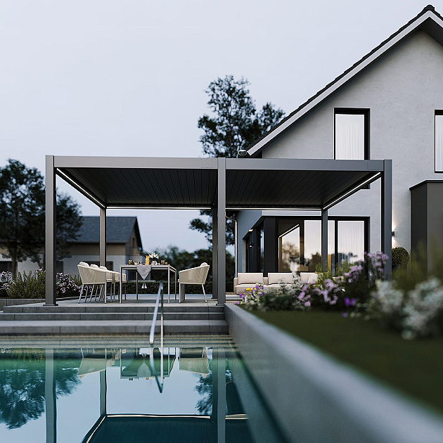 Orion Premium overkapping met elektrisch lamellendak en LED 400x800 cm Antraciet