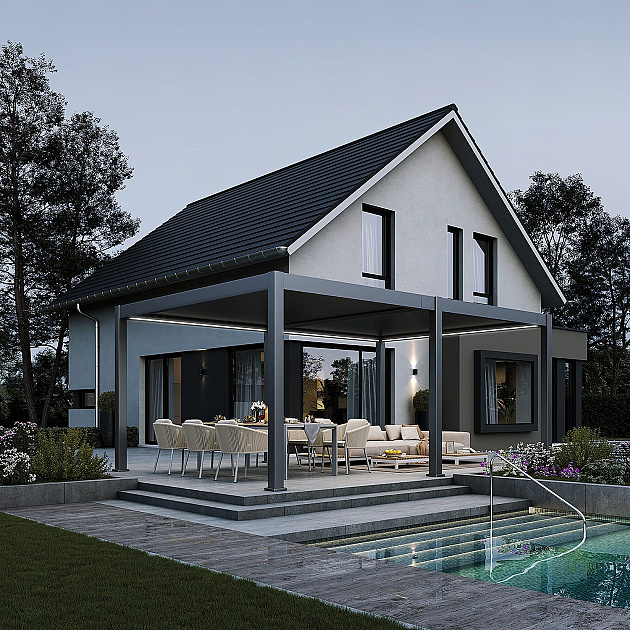 Orion Premium overkapping met elektrisch lamellendak en LED 400x800 cm Antraciet