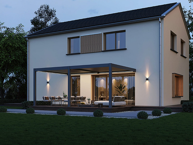 Orion Premium overkapping met elektrisch lamellendak en LED, muurbevestiging 400x800 cm Antraciet