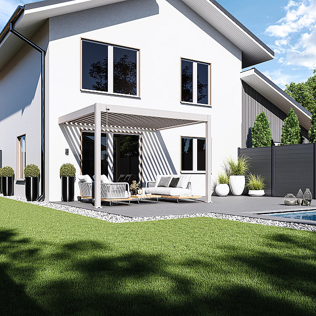 Orion Deluxe overkapping Muurbevestiging 300x400 cm Kiezelgrijs