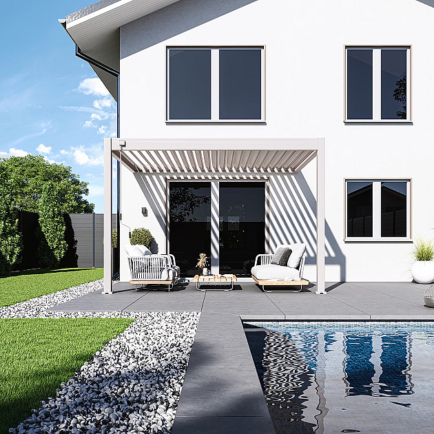 Orion Deluxe overkapping Muurbevestiging 360x400 cm Kiezelgrijs