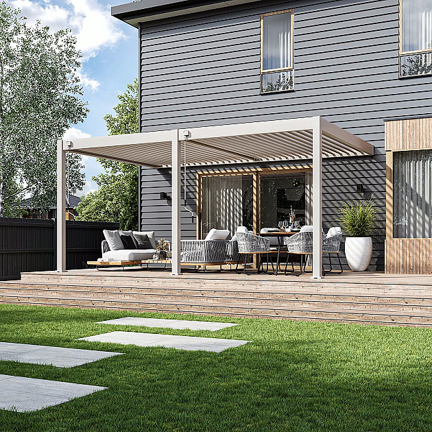 Orion Deluxe overkapping Muurbevestiging 360x530 cm Kiezelgrijs