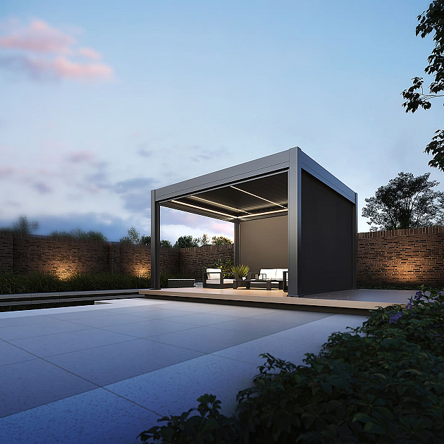 Orion Prestige overkapping met elektrisch lamellendak en LED 360x360 cm Antraciet