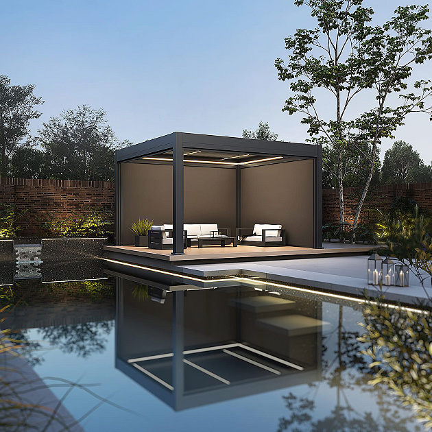 Orion Prestige overkapping met elektrisch lamellendak en LED 360x400 cm Antraciet