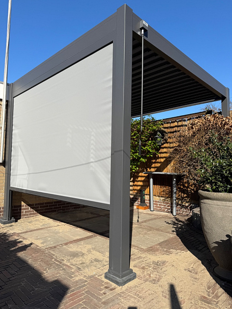 81591 orion prestige overkapping met elektrisch lamellendak en led 360x400 cm wit 450041