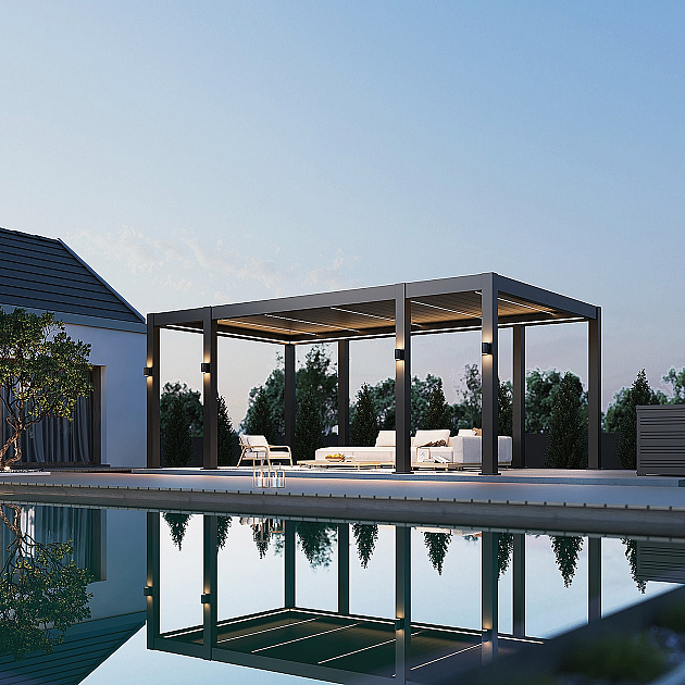 Orion Prestige overkapping met elektrisch lamellendak en LED 360x657 cm Antraciet