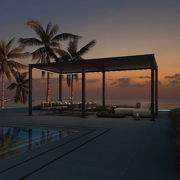 Orion Deluxe overkapping met elektrisch lamellendak en LED 300x600 cm Antraciet