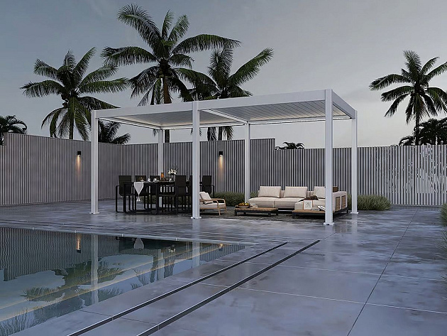 Orion Deluxe overkapping met elektrisch lamellendak en LED 300x600 cm Wit