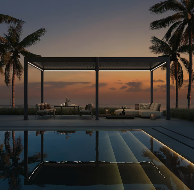 Orion Deluxe overkapping met elektrisch lamellendak en LED 360x530 cm Antraciet