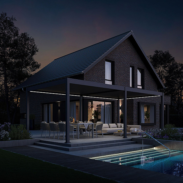 Orion Deluxe overkapping met elektrisch lamellendak en LED 360x720 cm Antraciet