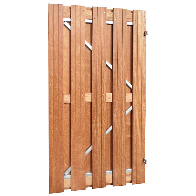 Hardhouten Tuindeur Recht Verticaal 100x195 cm op verstelbaar stalen frame