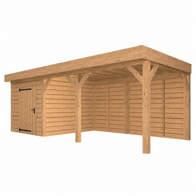JWOODS Buitenverblijf 700x300cm incl. berging 200(b), Fijnbezaagd zweeds rabat Naturel