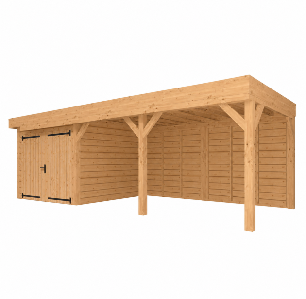JWOODS Buitenverblijf 800x300cm incl. berging 300(b), Fijnbezaagd zweeds rabat Naturel