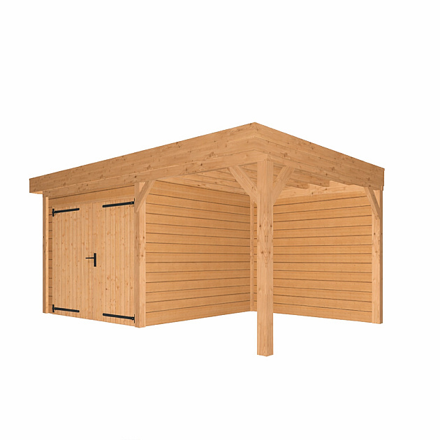 JWOODS Buitenverblijf 600x370cm incl. berging 300(b), Geschaafd met blokhutprofiel